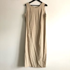 Vintage Linen 90s Maxi Sun Dress Natural